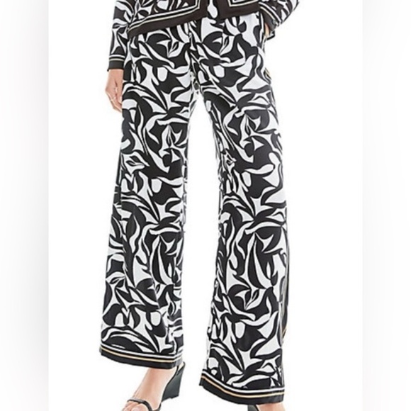 LOFT Pants - LOFT Pleated Pull-On Abstract Print Wide-Leg Pants